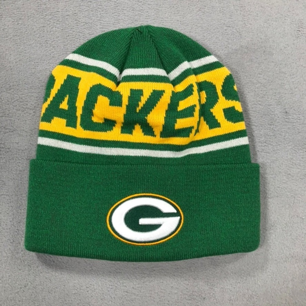 Green Bay Packers Beanie Hat Knit Cap Green Adult One Size Cuffed NFL Team